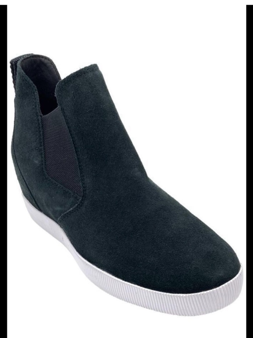 Sorel Women's Out N About Olive Green Suede Slip-On Wedge Sneaker